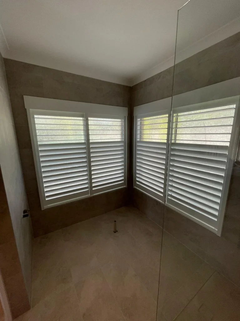 PVC plantation shutters in a bathroom